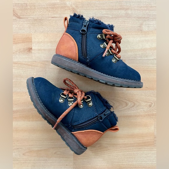 CAT & JACK Ryker Winter Boot TODDLER SIZE 8 Blue Lined Faux fur High Top Lace - Picture 9 of 9